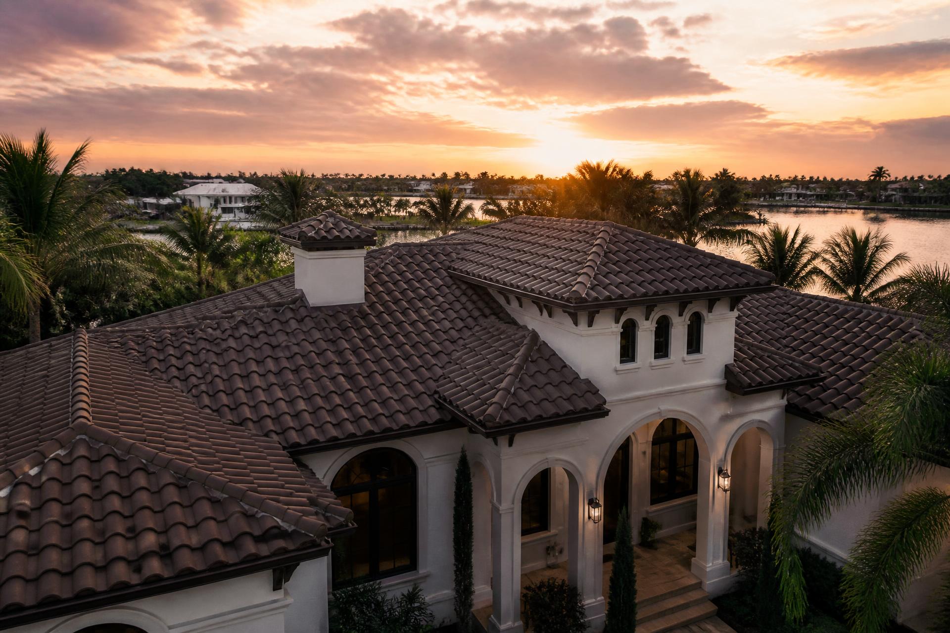 Completed premium tile roof on a South Florida home by FGC Roofing LLC